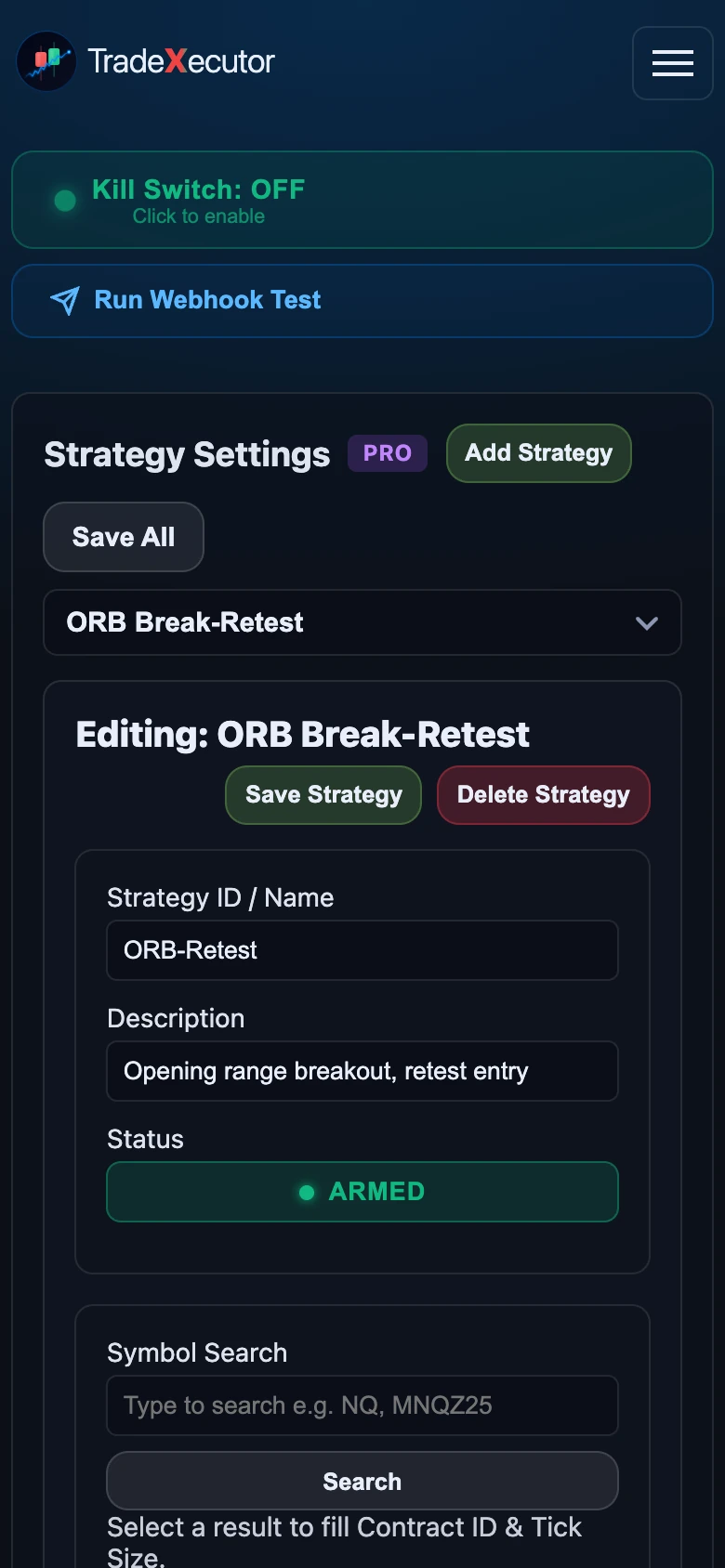 The Strategies tab on a phone