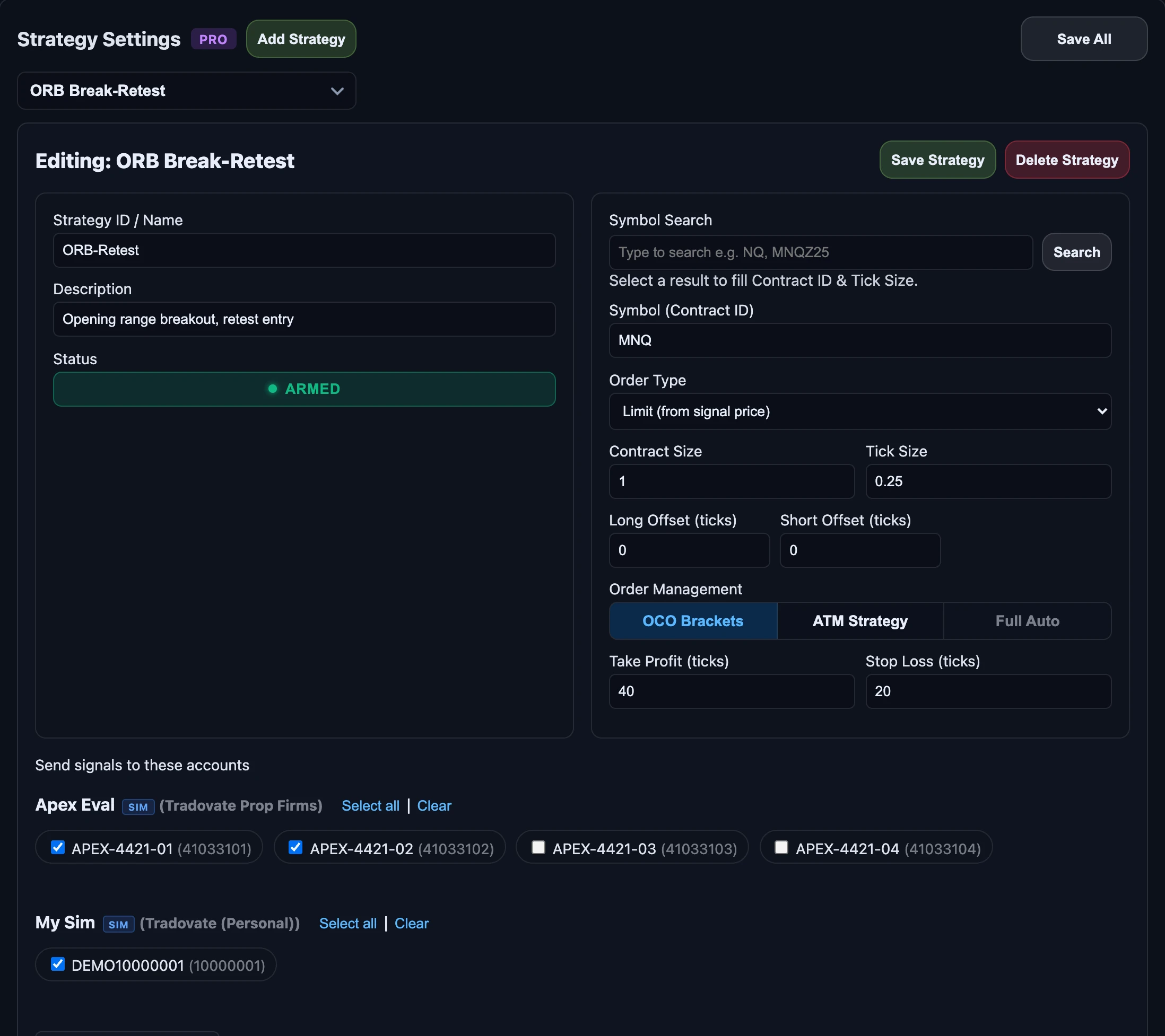 The strategy editor: details, order management and the per-account ticks